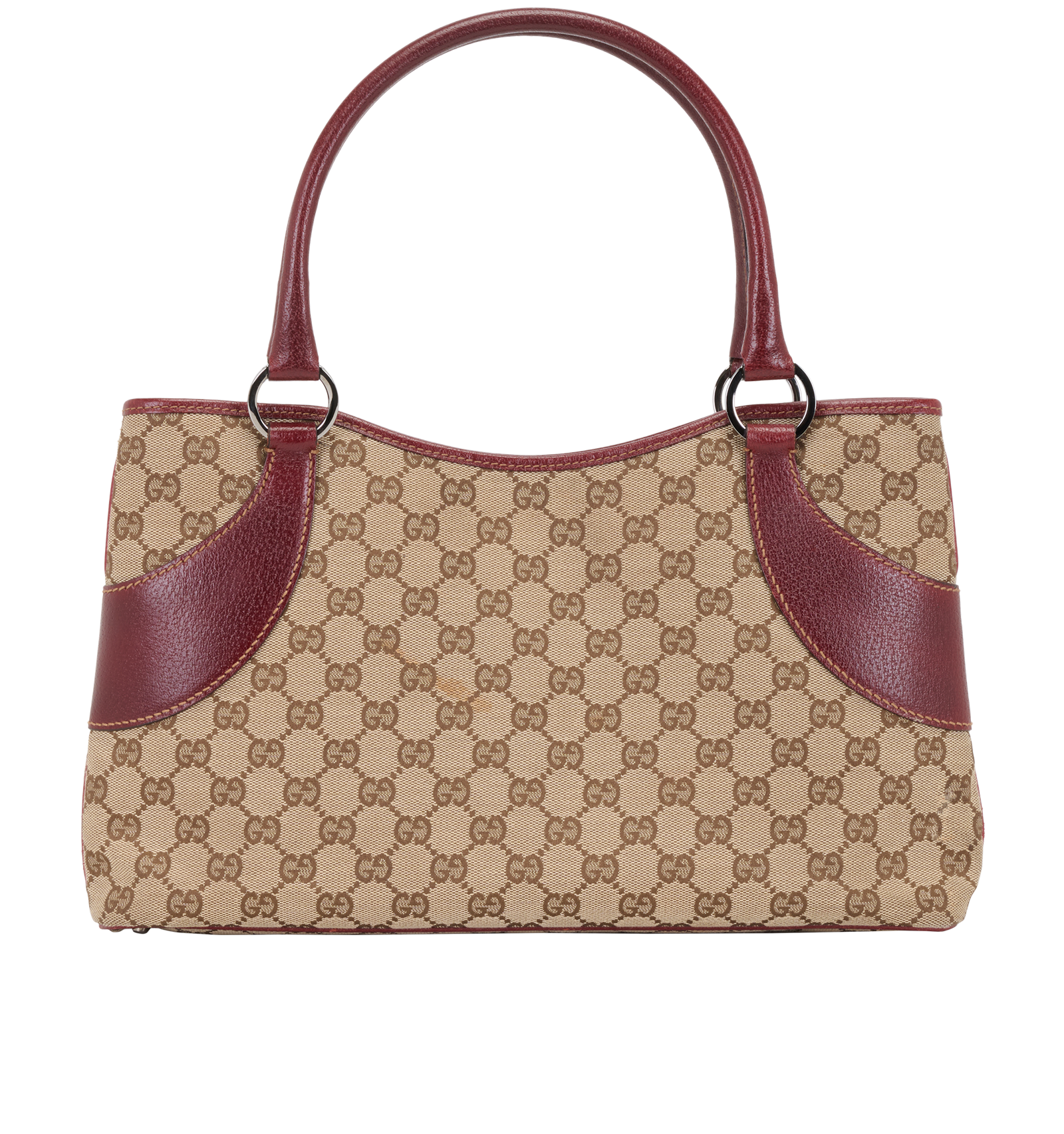 Vintage GG Tote, &pound;295, Handbags, Brown/Burgundy, Canvas/Leather, Back view